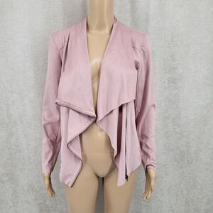Mote Faux Suede Draped Moto Jacket Dusty Pink Women's Size Small